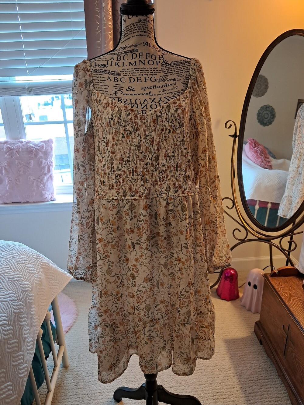 Floral Smocked Long Sleeve Mini Dress XXL Maurices NWT